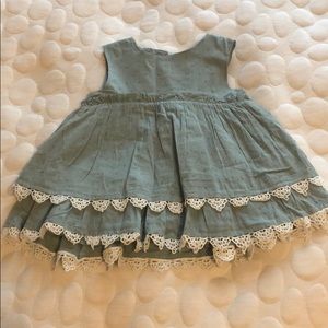 Tahari blue and white ruffled dress with bow NWT